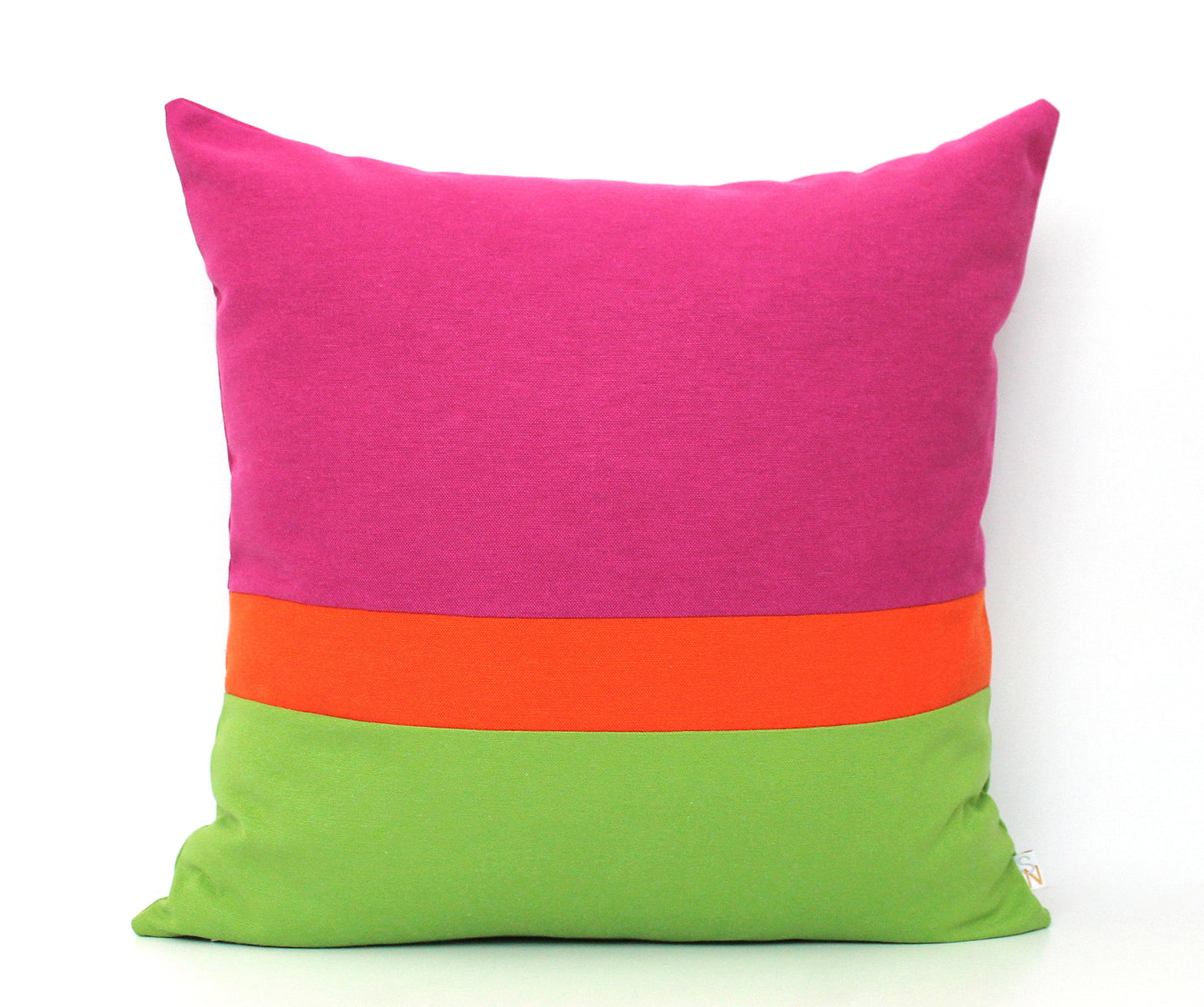 Hot Pink, Orange and Bright Green Colorblock Pillow Cover