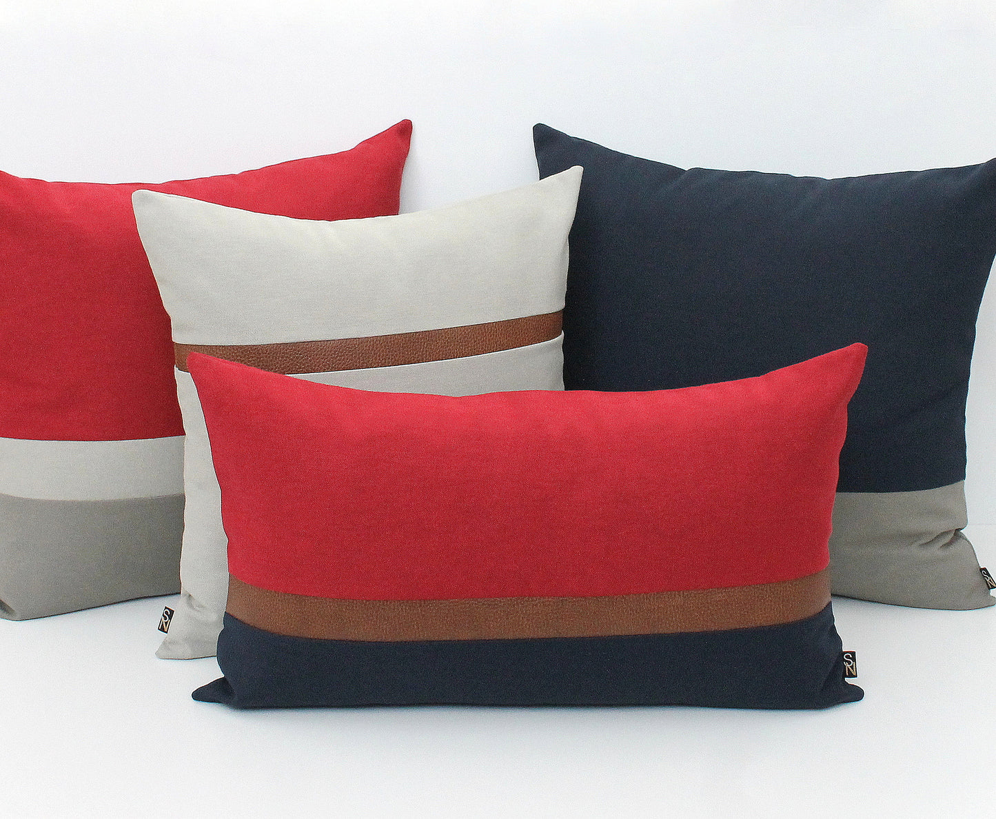 Maroon Red and Grey Color Block Throw Pillow Cover