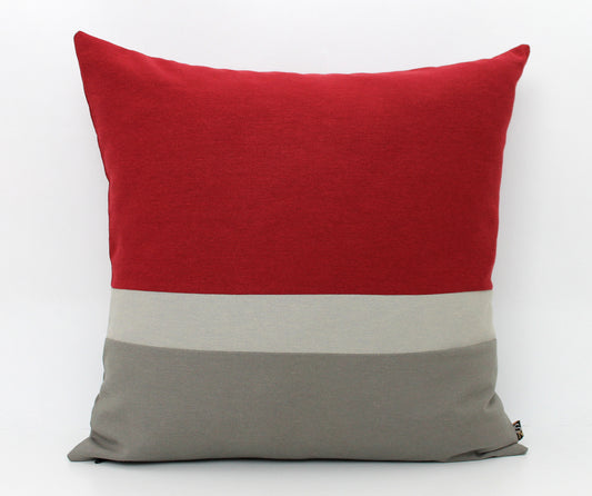 Maroon Red and Grey Color Block Throw Pillow Cover