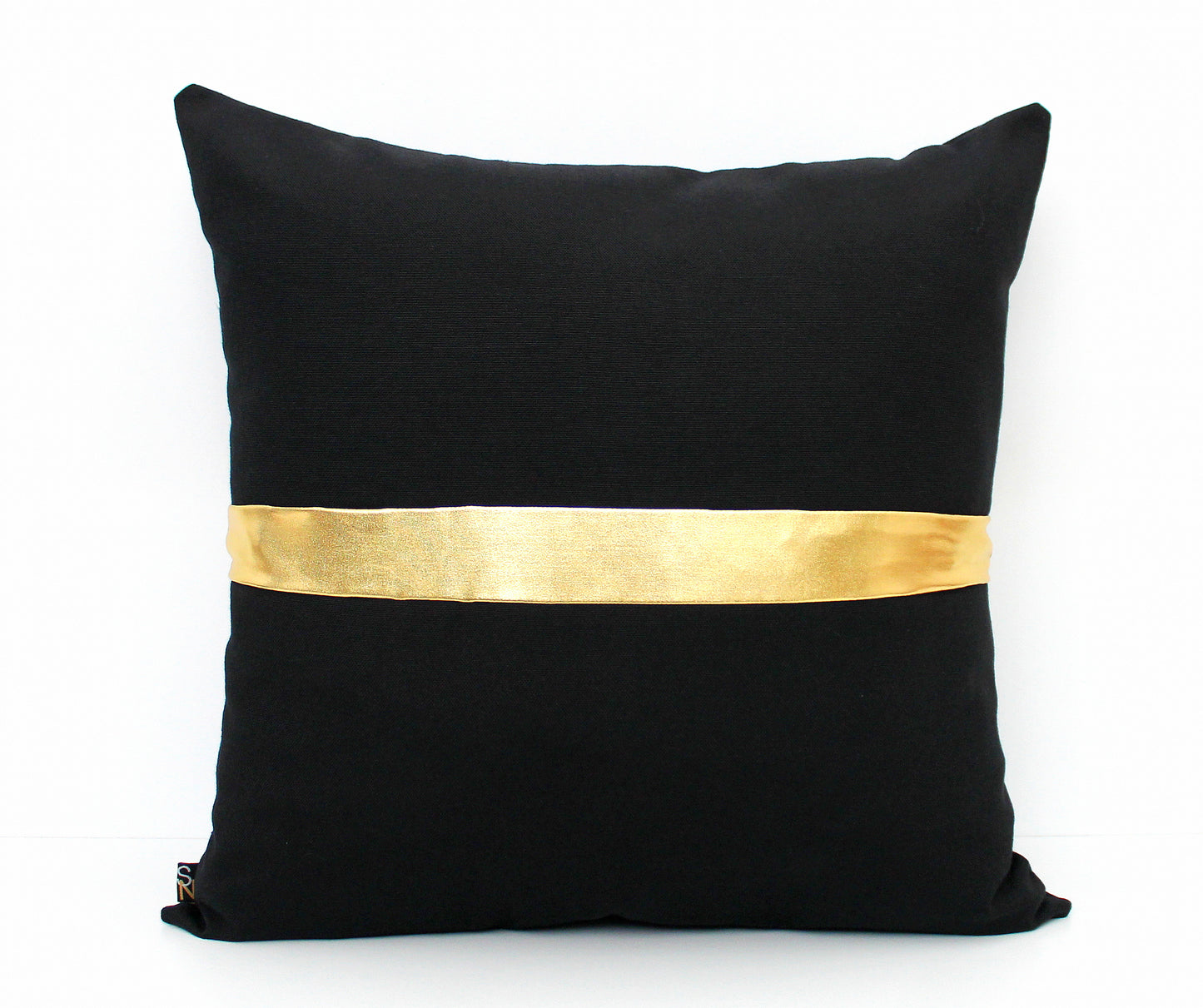 Black and Copper Colorblock Pillow Cover - Custom Metallic Stripe Color