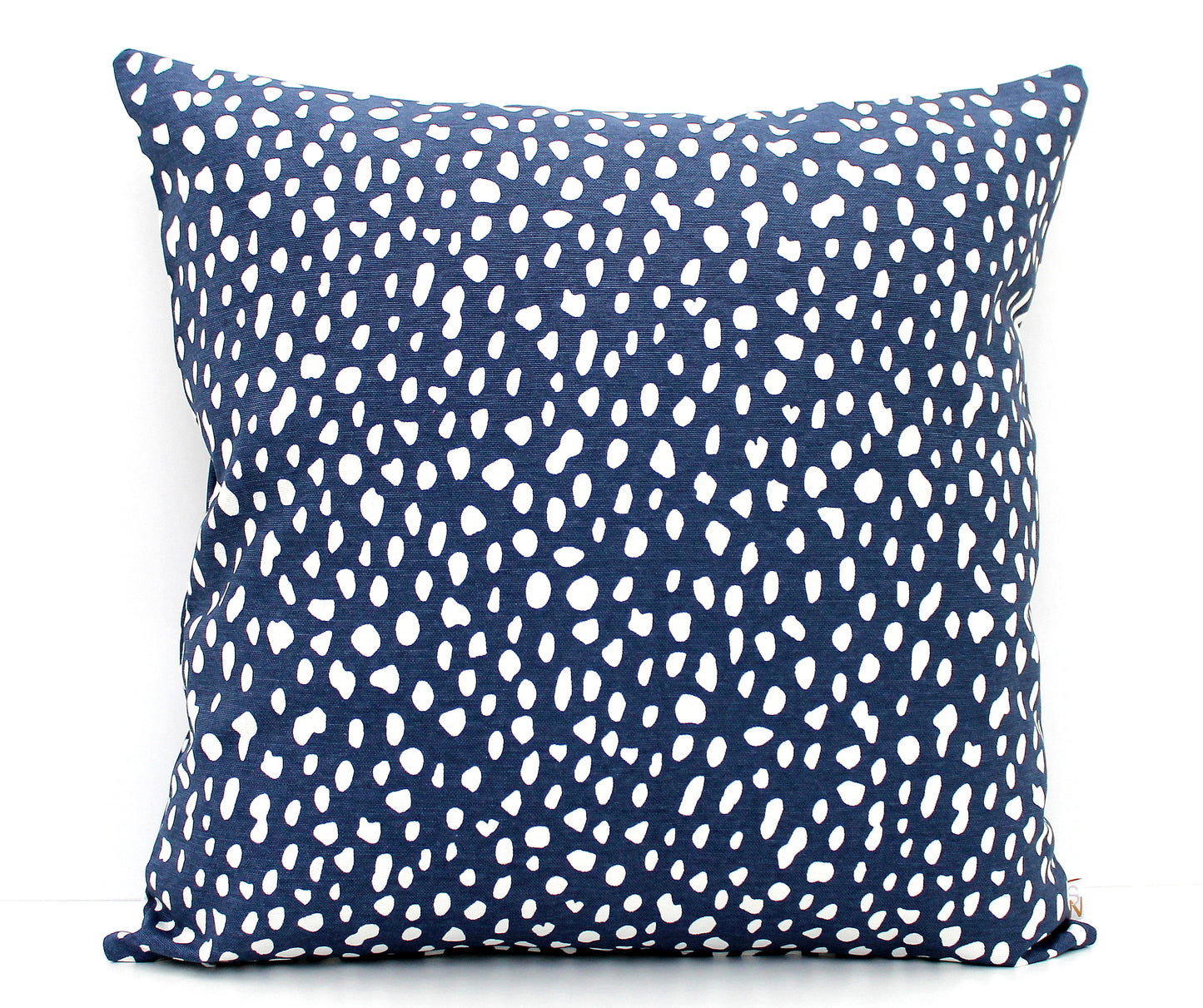 Navy Blue and White Spots Lumbar Pillow Cover