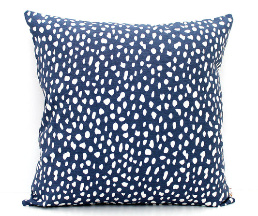 Navy Blue and White Spots Pillow Cover