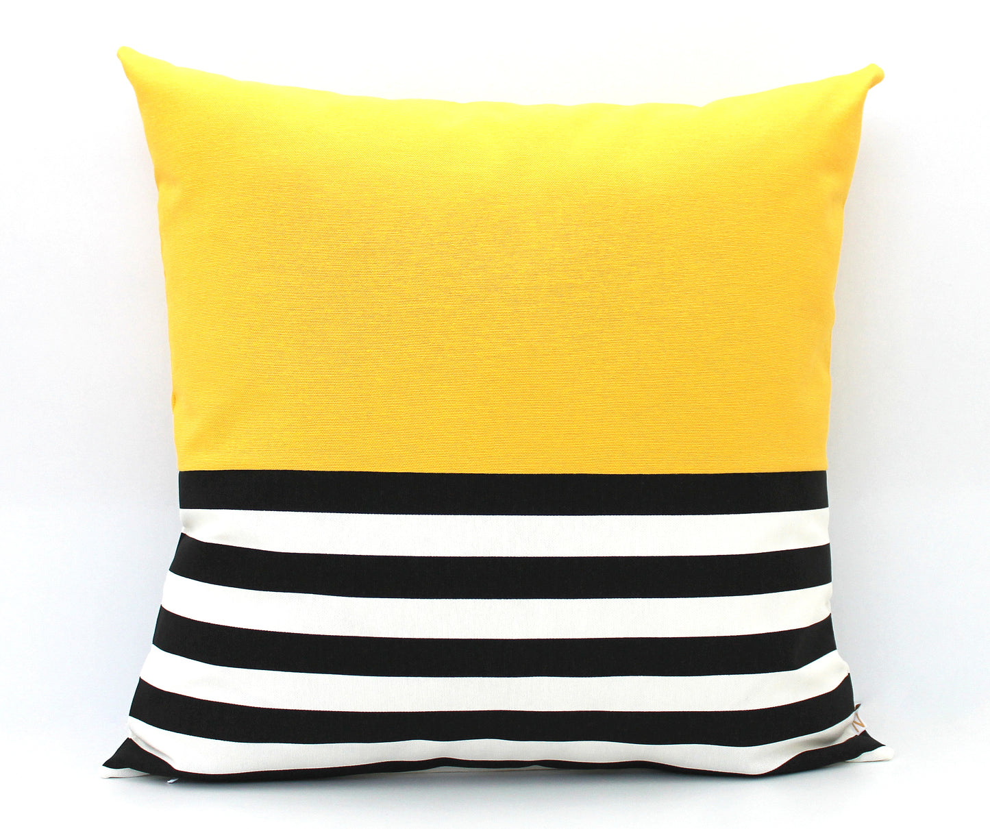 Yellow with Black and White Stripes Colorblock Pillow Cover