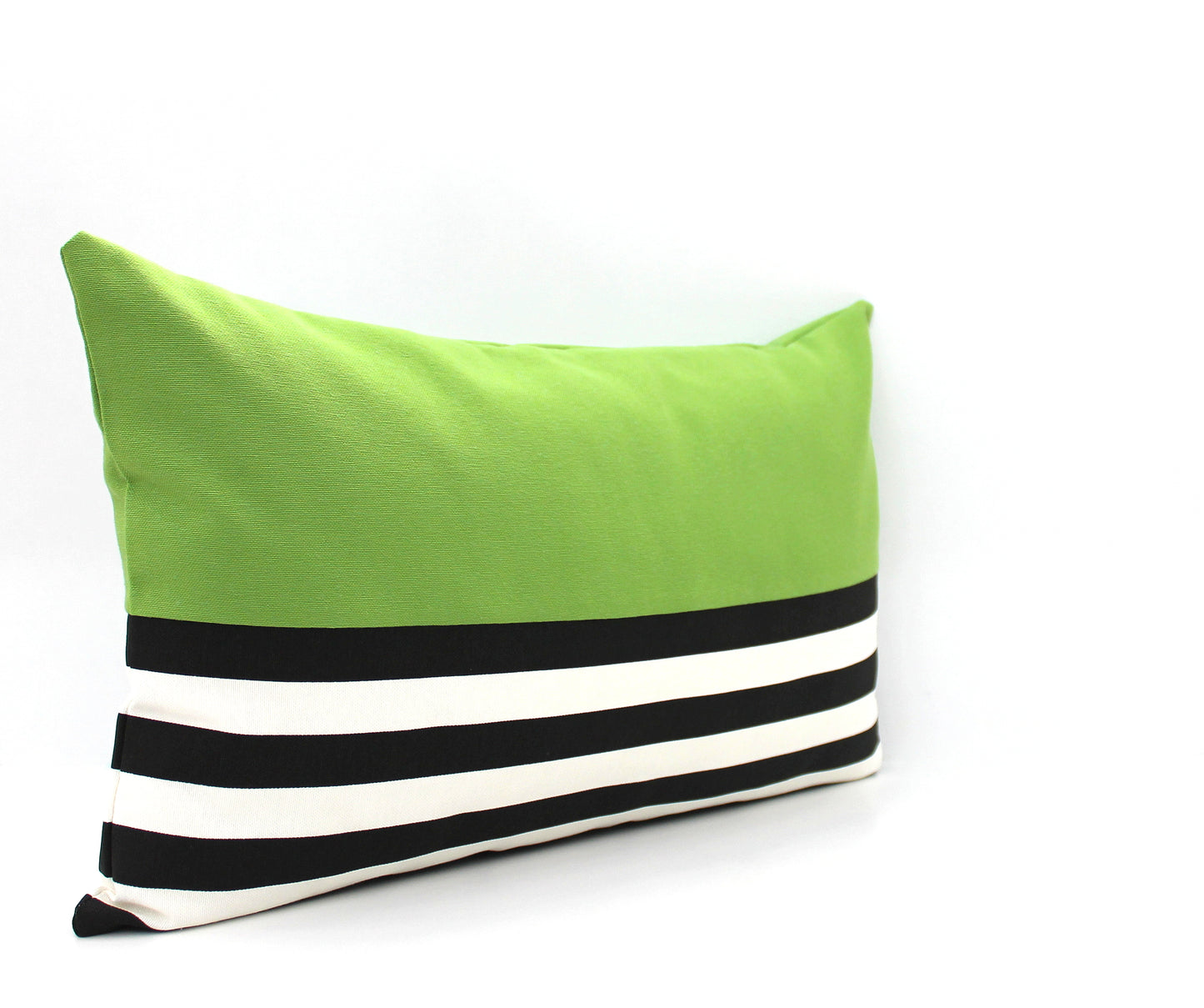 Bright Green, Black and White Colorblock Pillow Cover