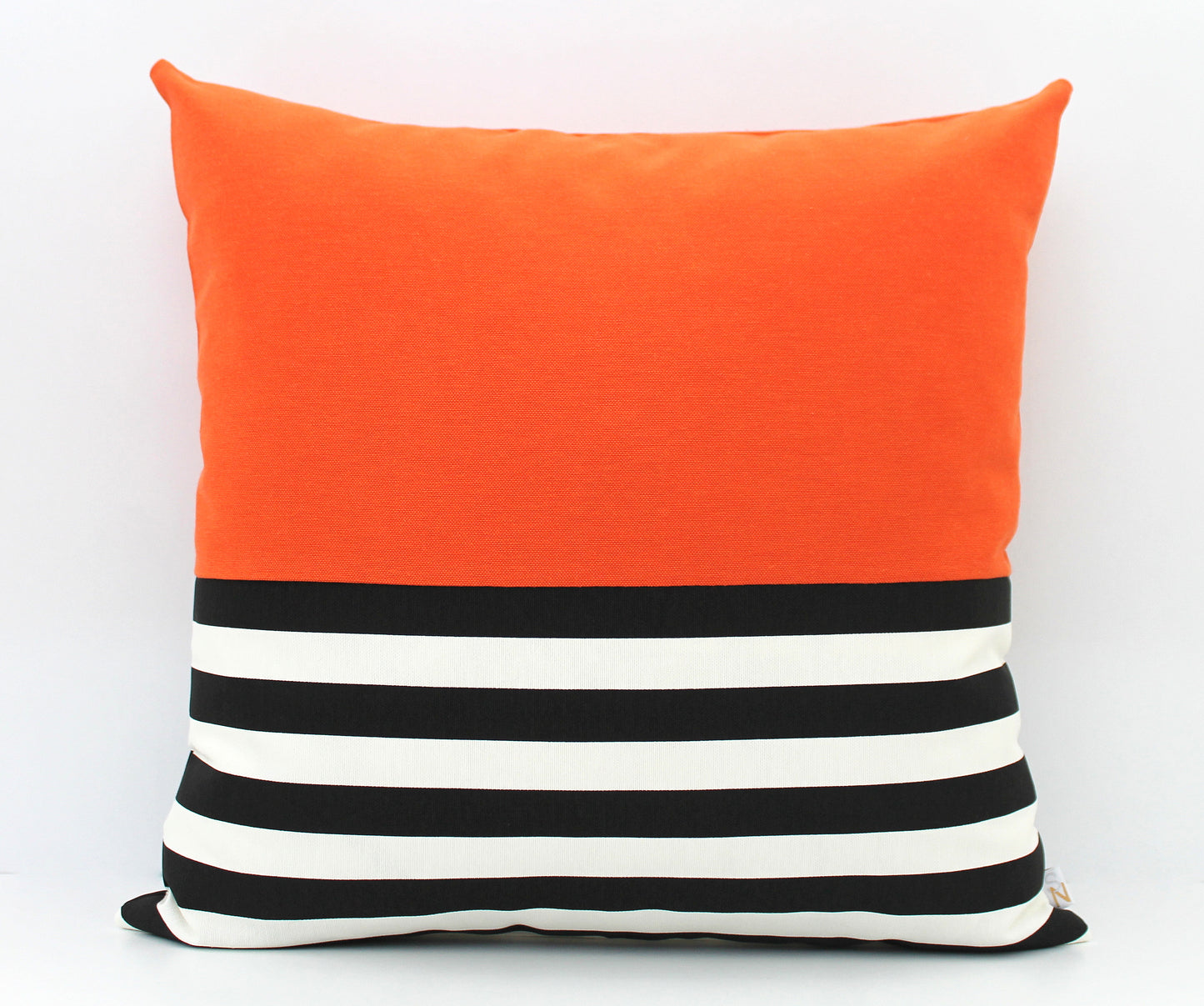 Orange With Black and White Stripes Colorblock Pillow Cover