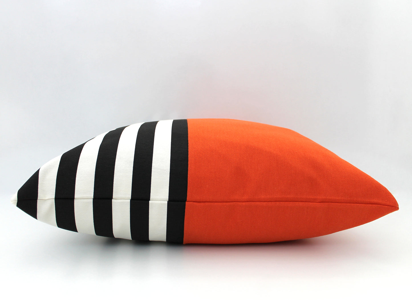 Orange With Black and White Stripes Colorblock Pillow Cover