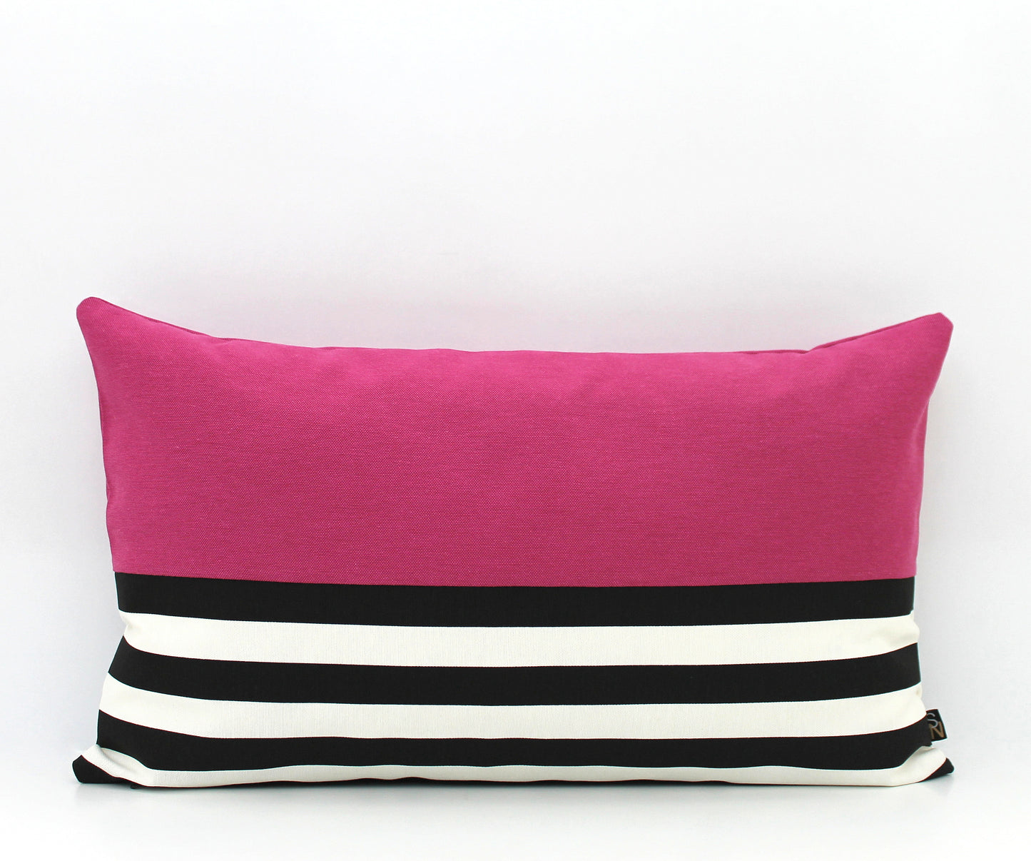 Fuchsia Pink, Black and White Colorblock Pillow Cover