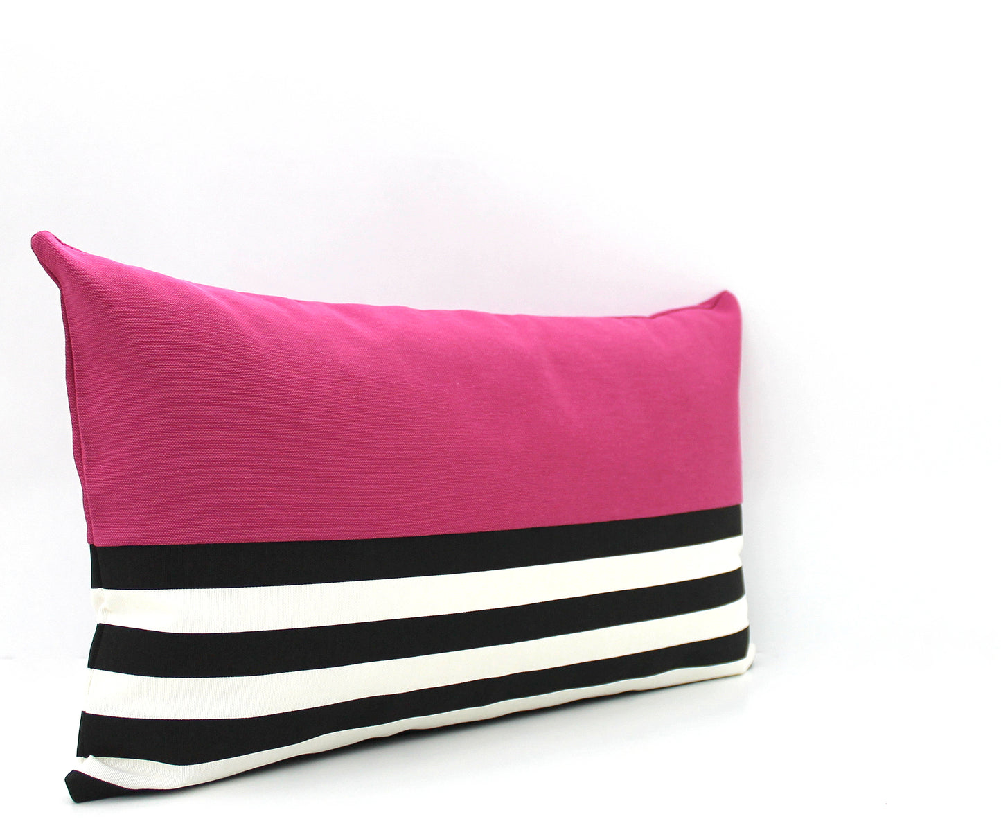 Fuchsia Pink, Black and White Colorblock Pillow Cover