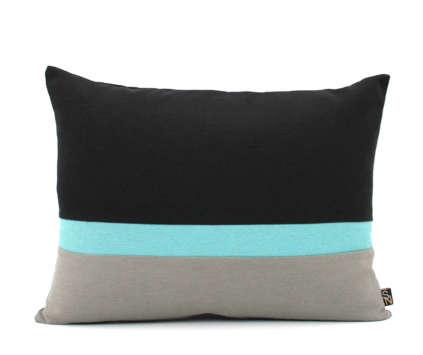 Black, Light Teal and Dark Grey Colorblock Pillow Cover