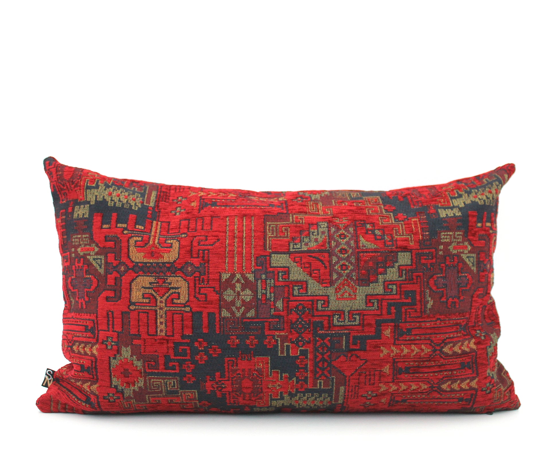 Dark Red Oriental Turkish Pillow Covers. High quality woven maroon aztec