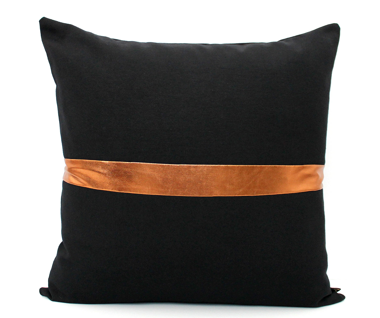 Black and Copper Colorblock Pillow Cover - Custom Metallic Stripe Color