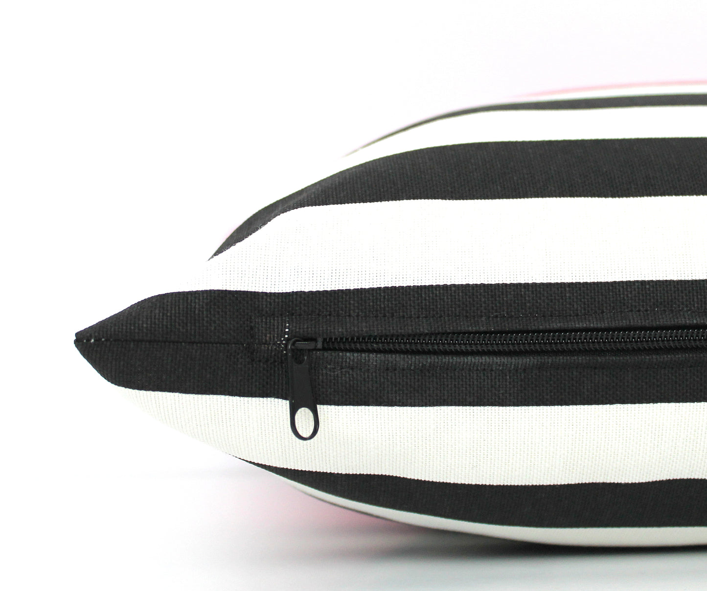 Pink with Black and White Stripes Colorblock Pillow Cover