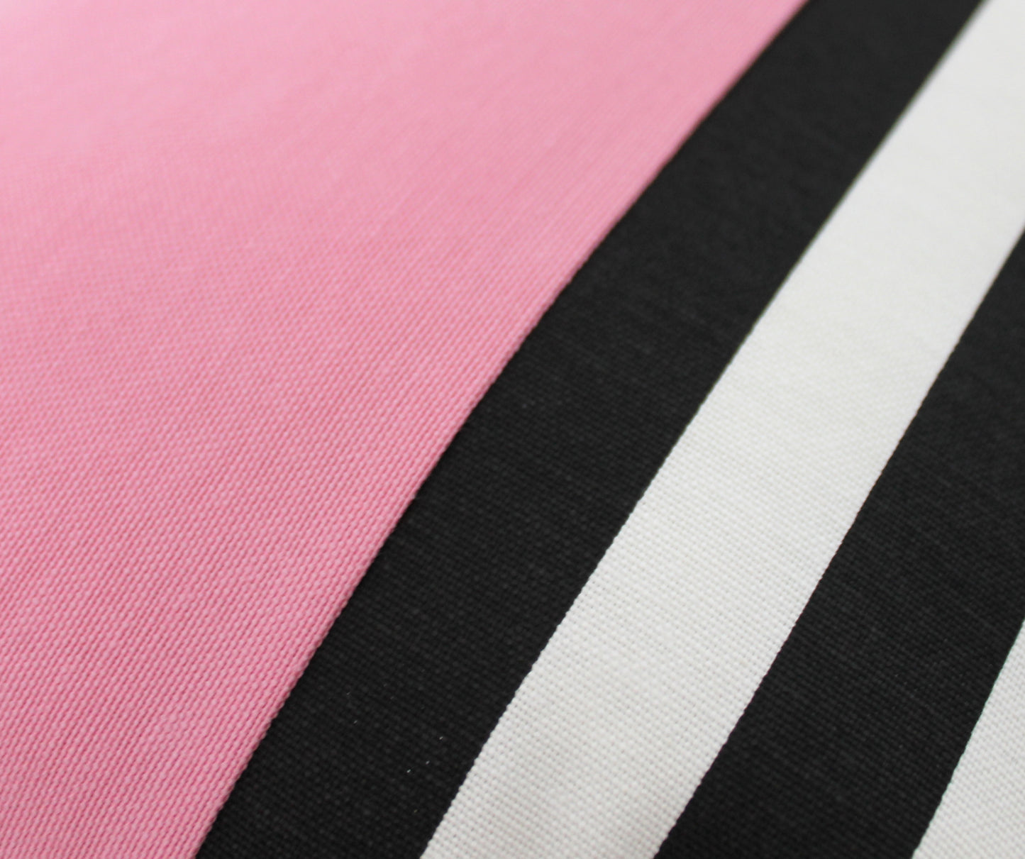 Pink with Black and White Stripes Colorblock Pillow Cover