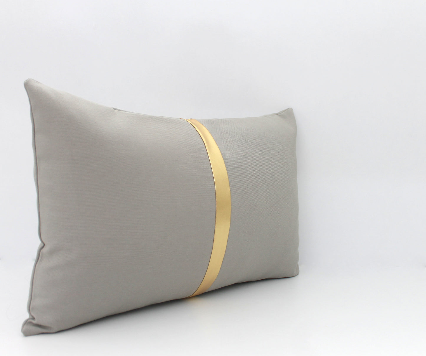 Light Grey and Gold Colorblock Pillow Cover - Custom Metallic Stripe Color