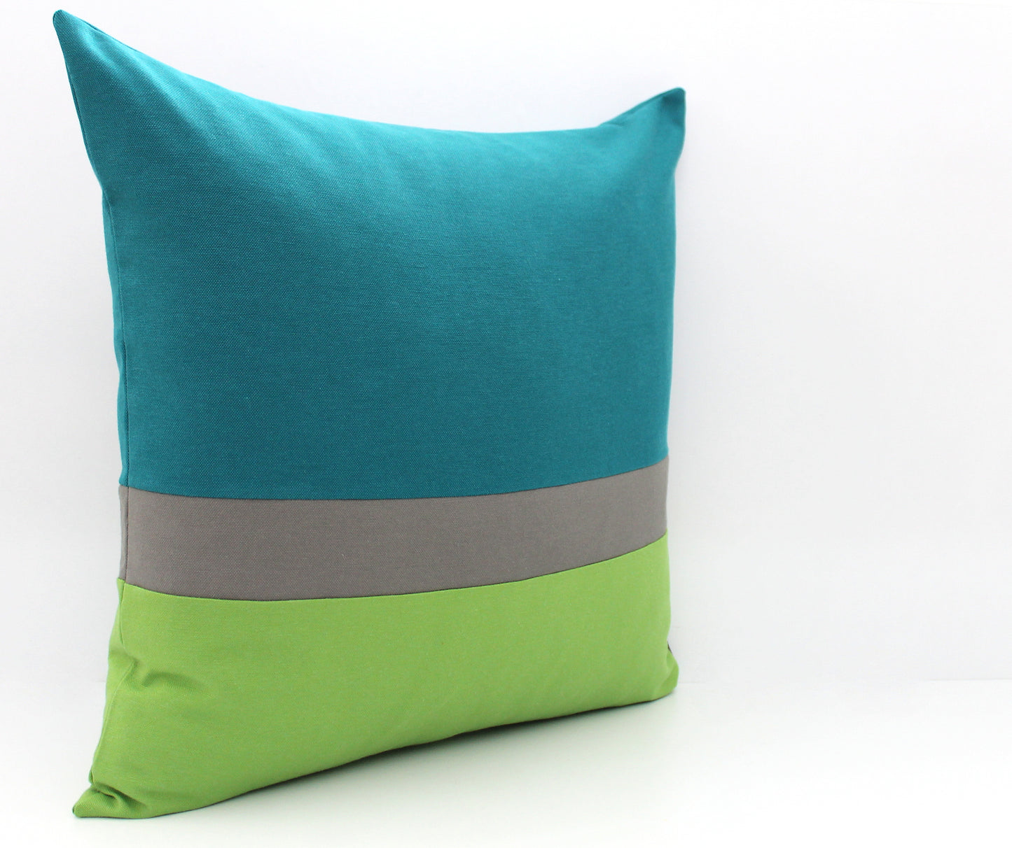 Dark Teal, Dark Grey and Bright Green Color Block Pillow Cover