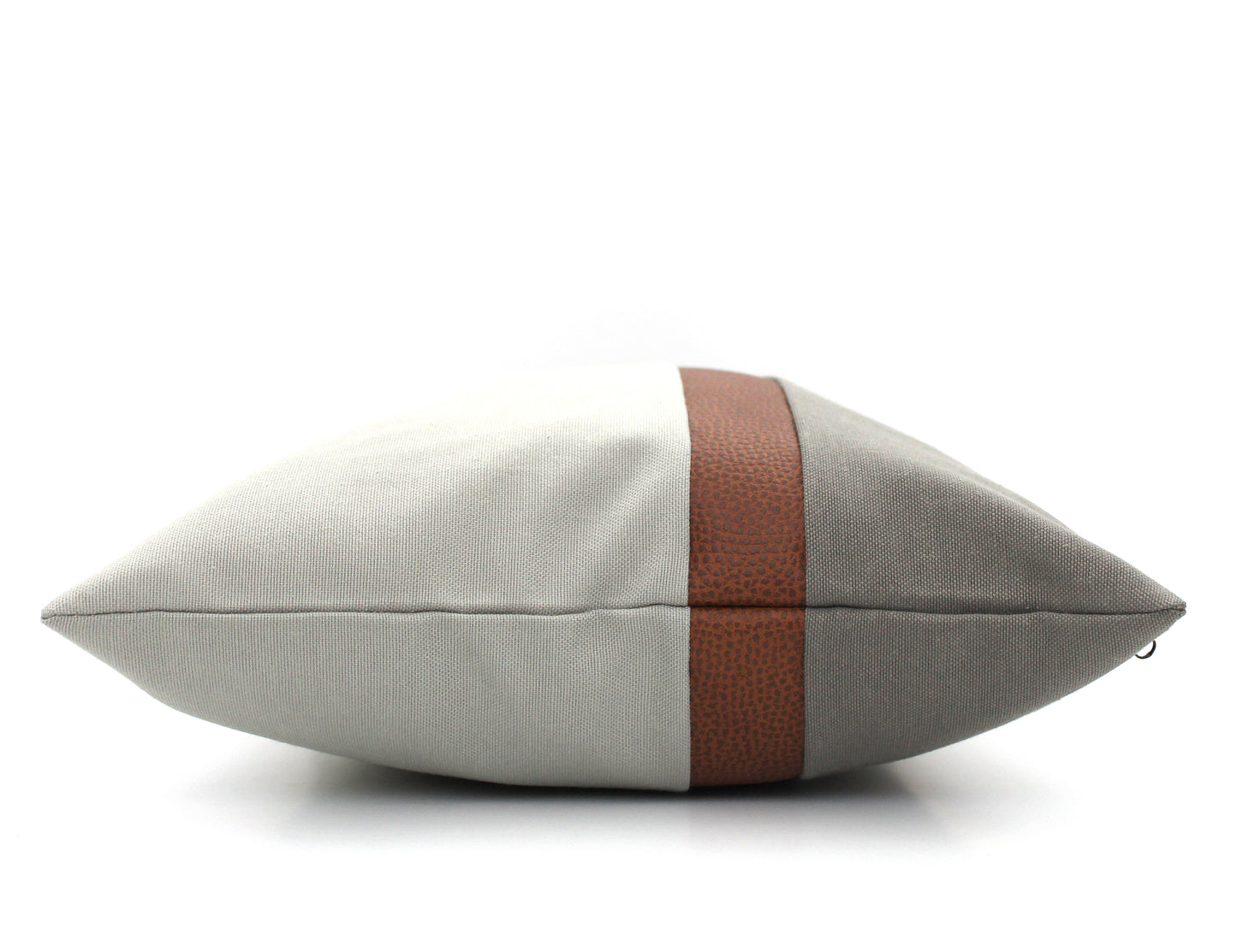 Grey and Brown Faux Leather Colorblock Pillow Cover - All Sizes