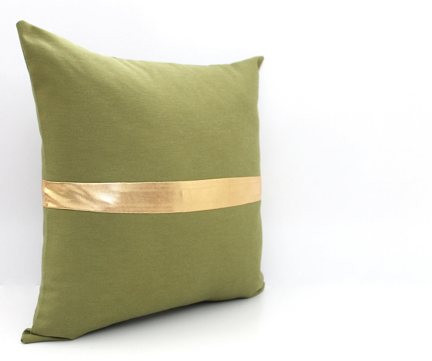 Leaf Green and Gold Colorblock Pillow Cover - Custom Metallic Stripe Color