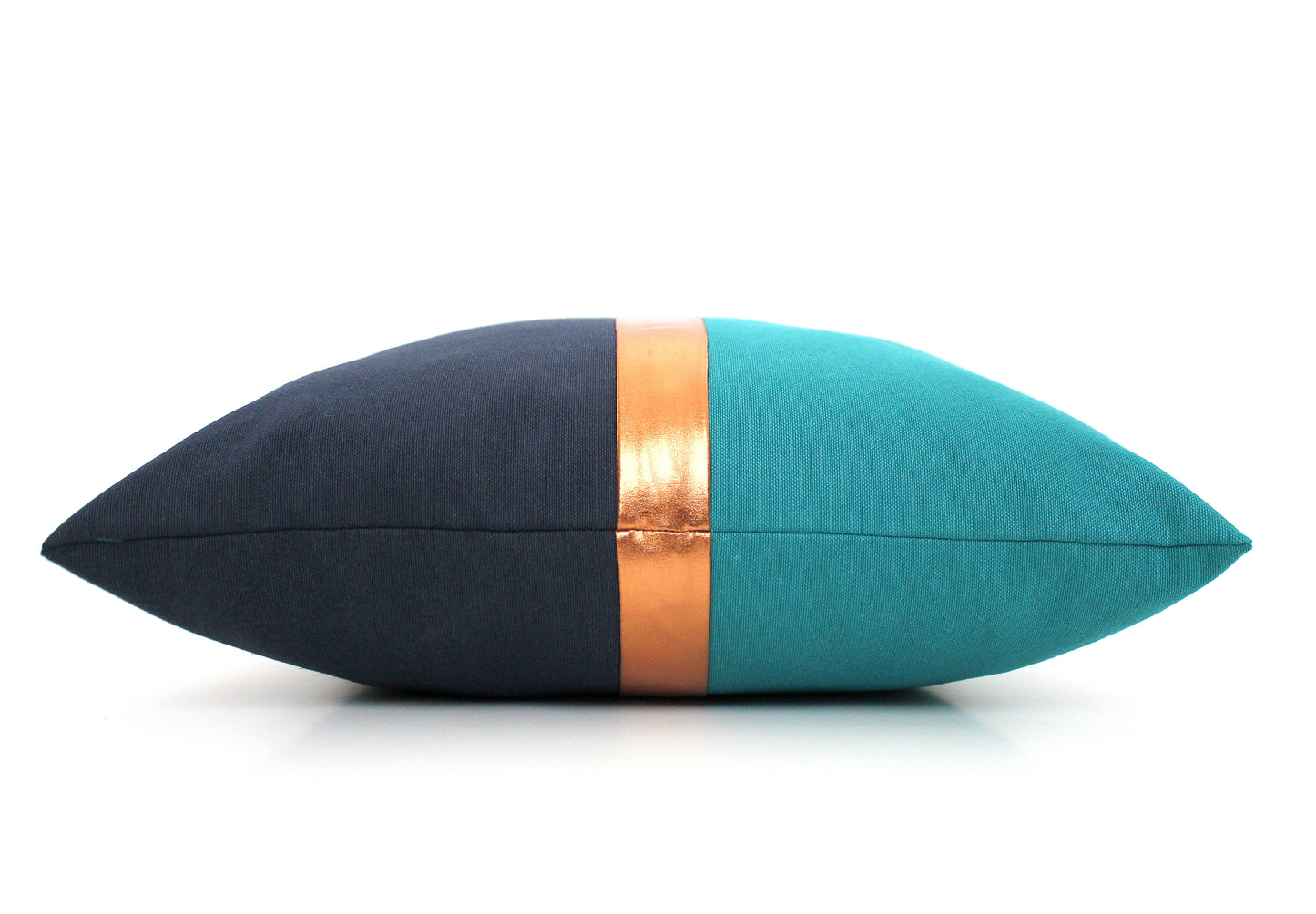 Dark Teal, Navy Blue and Copper Colorblock Pillow Cover - Custom Metallic Stripe Color