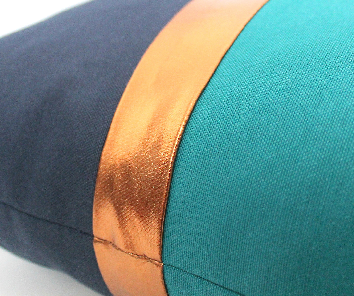 Dark Teal, Navy Blue and Copper Colorblock Pillow Cover - Custom Metallic Stripe Color