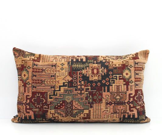 Beige and Brown Turkish Kilim Pillow Cover