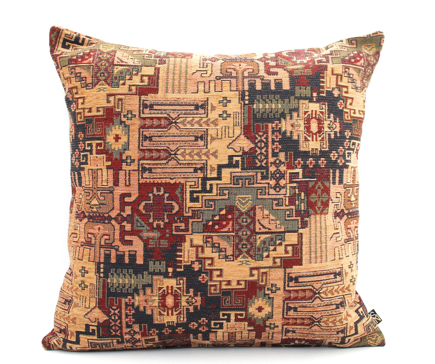 Beige and Brown Turkish Kilim Pillow Cover