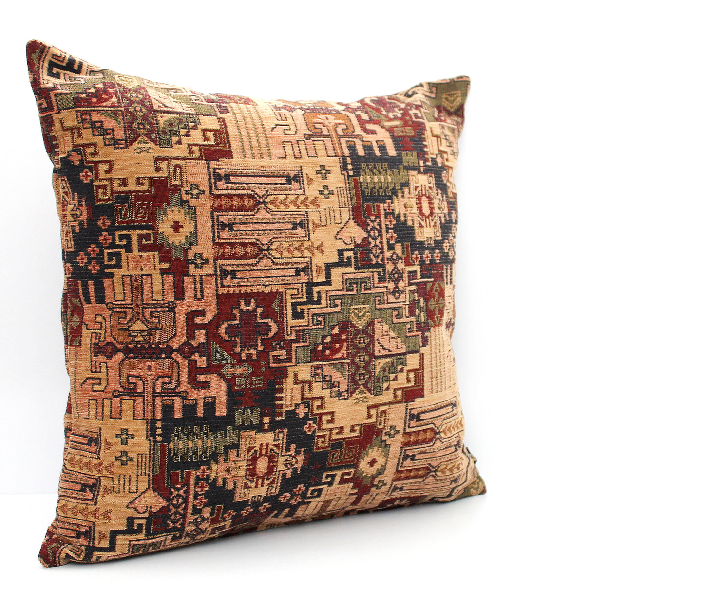 Beige and Brown Turkish Kilim Pillow Cover