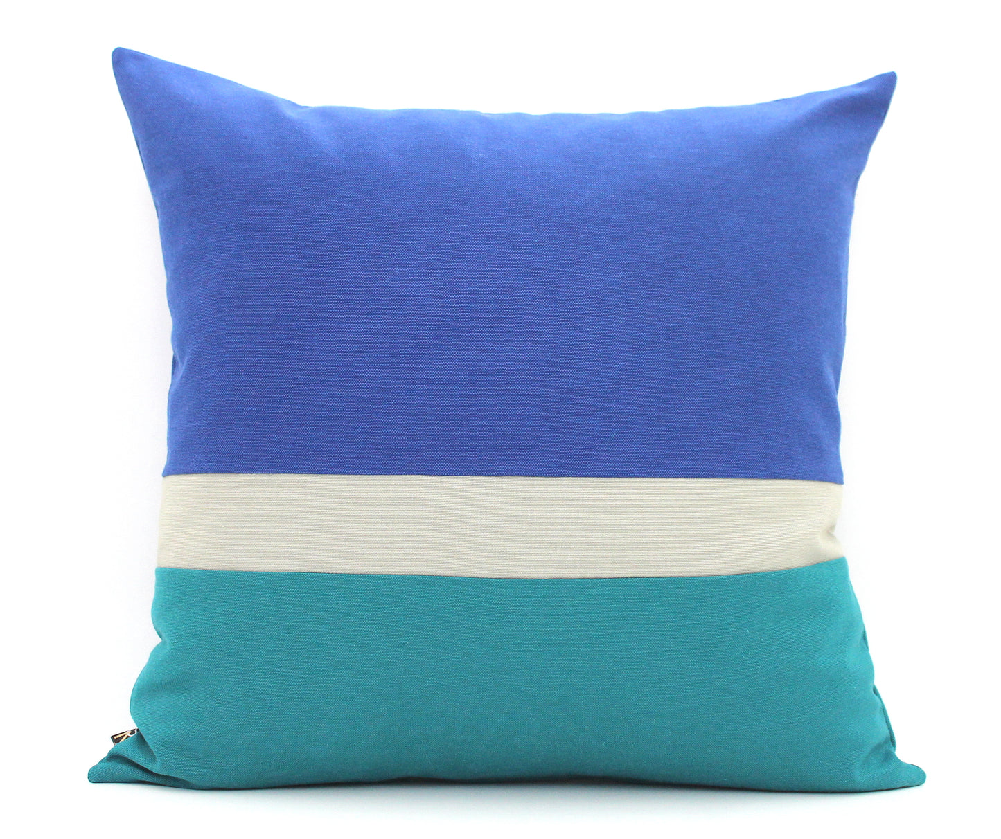 Dark Cobalt Blue, Light Grey and Dark Teal Color Block Pillow Cover