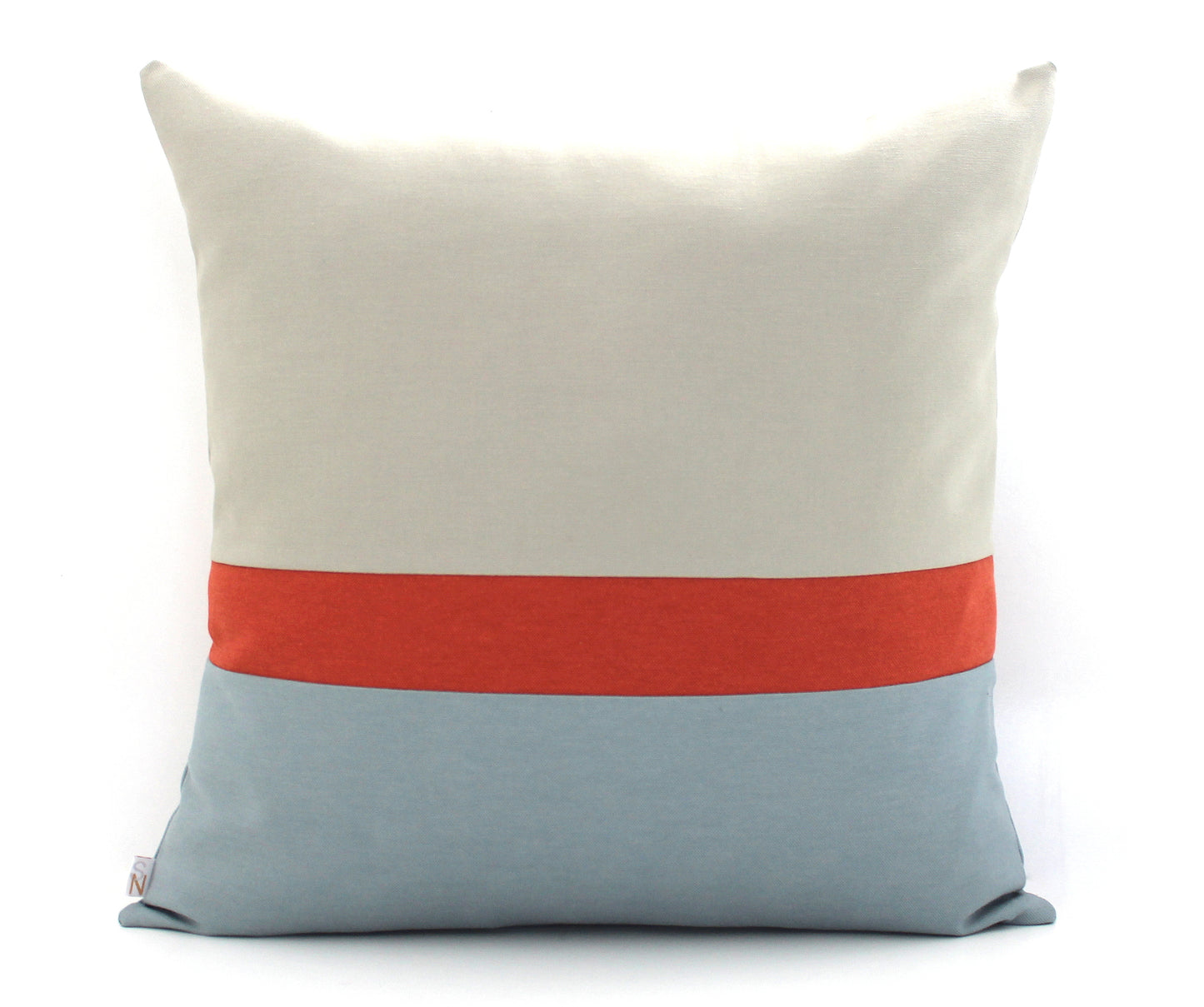 Light Grey, Rust and Blue Grey Color Block Pillow Cover