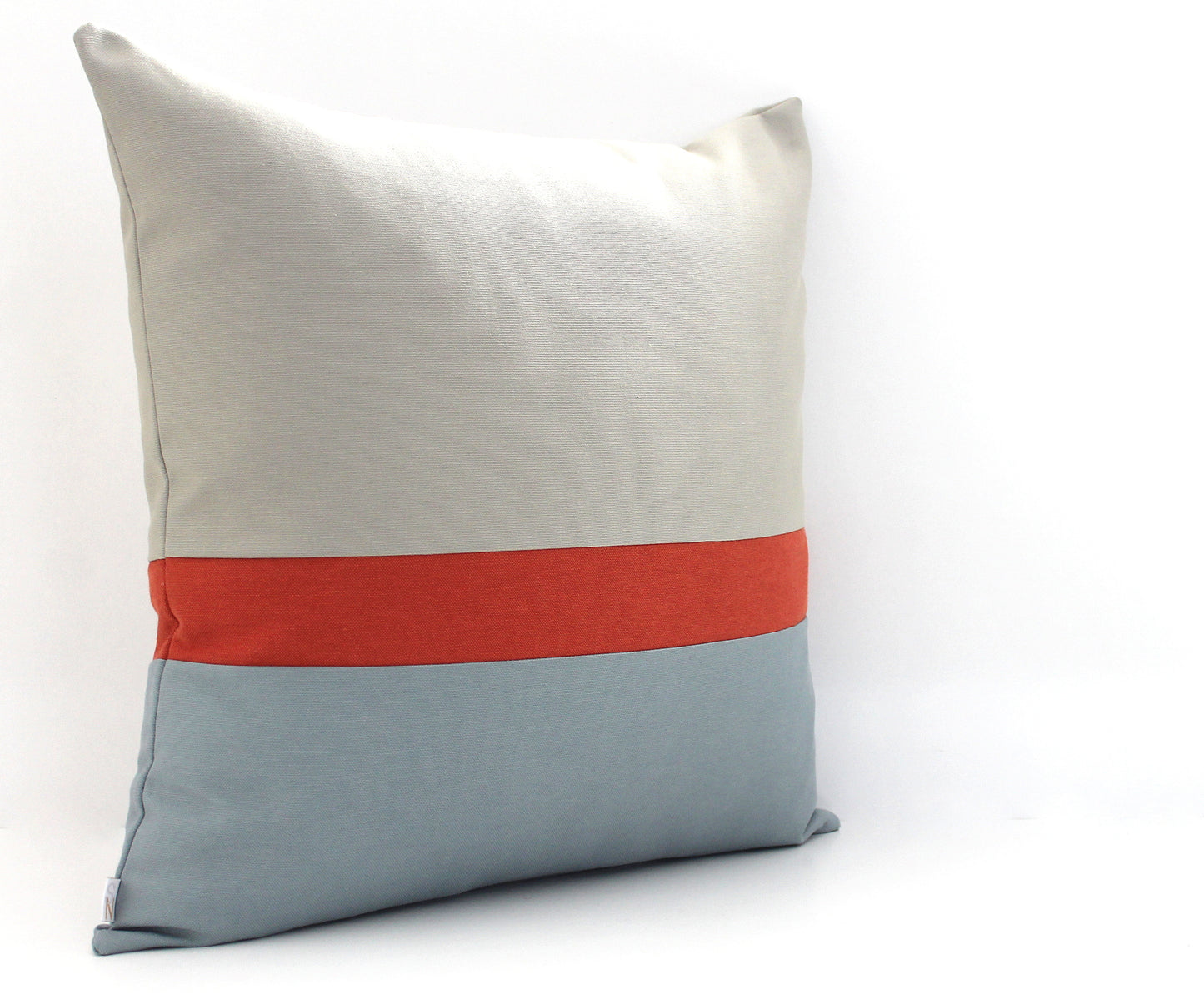 Light Grey, Rust and Blue Grey Color Block Pillow Cover