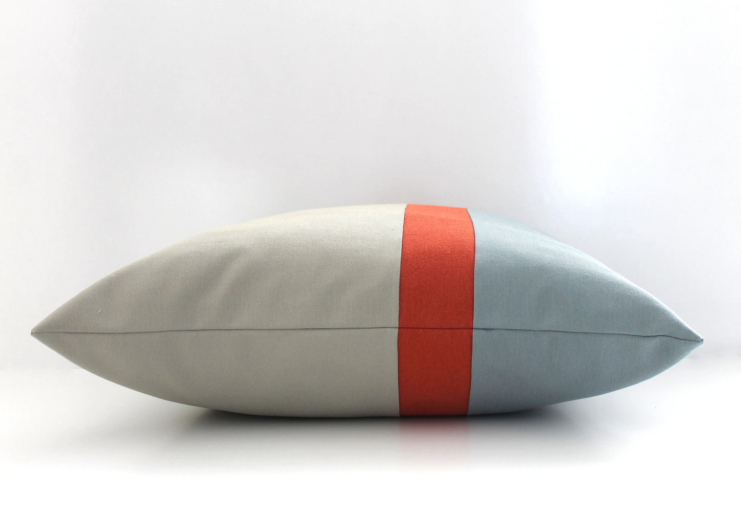 Light Grey, Rust and Blue Grey Color Block Pillow Cover