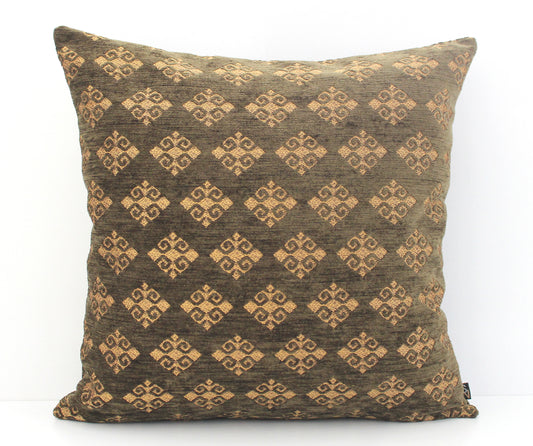 Khaki Green High End Turkish Ottoman Pillow Cover - Luxurious Boho Throw