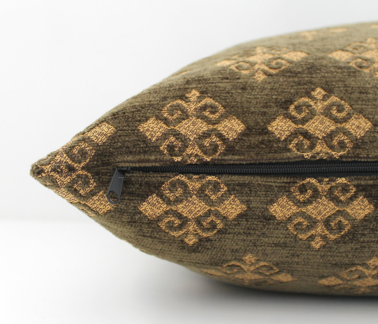 Khaki Green High End Turkish Ottoman Pillow Cover - Luxurious Boho Throw