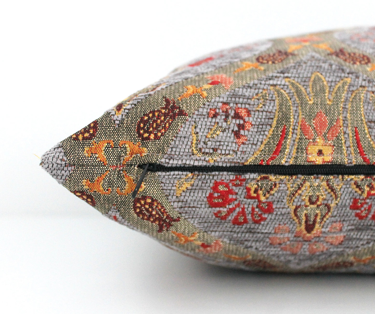 Grey and Gold Ottoman Turkish Pillow Cover