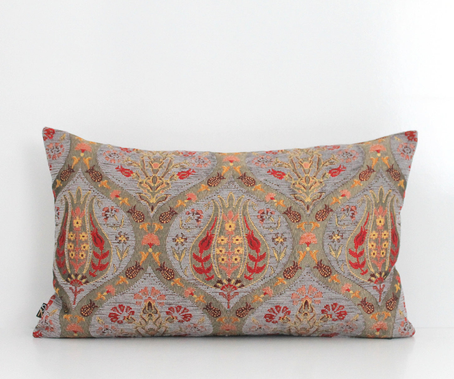 Grey and Gold Ottoman Turkish Pillow Cover