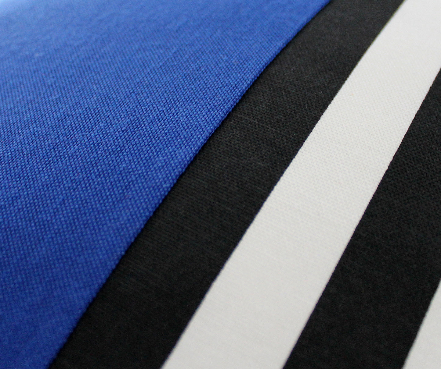 Cobalt Blue, Black and White Stripe Colorblock Pillow Cover