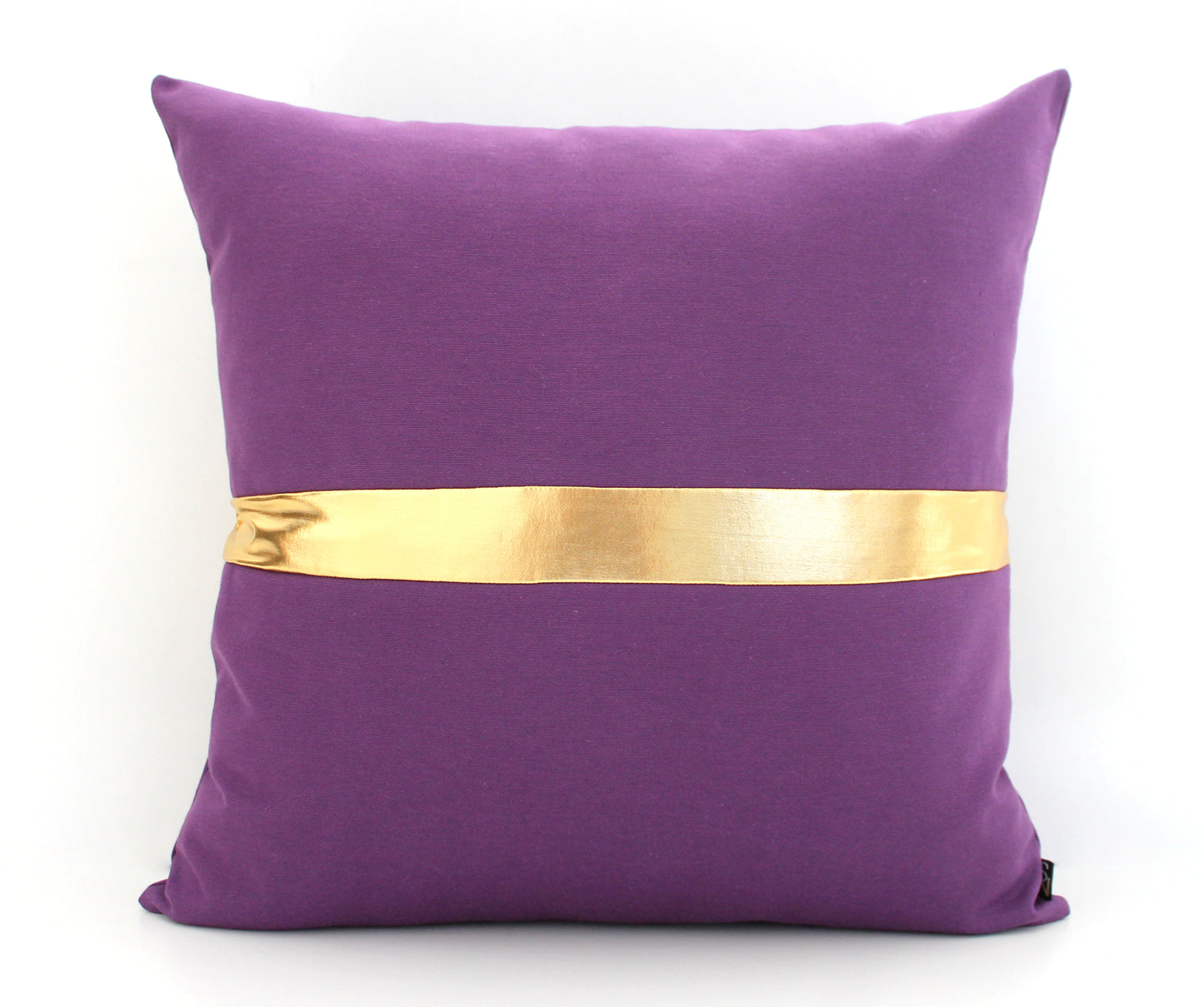 Dark Purple and Gold Colorblock Pillow Cover, Custom Metallic Stripe