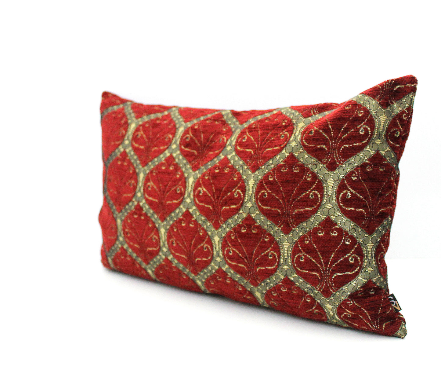 Burgundy Red Turkish Pillow Cover - Luxury Boho Chenille Throw