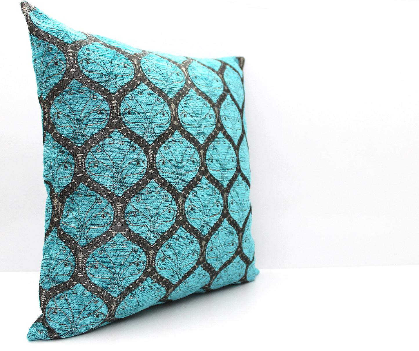 Turquoise Blue and Pewter Grey Ottoman Turkish Pillow Cover