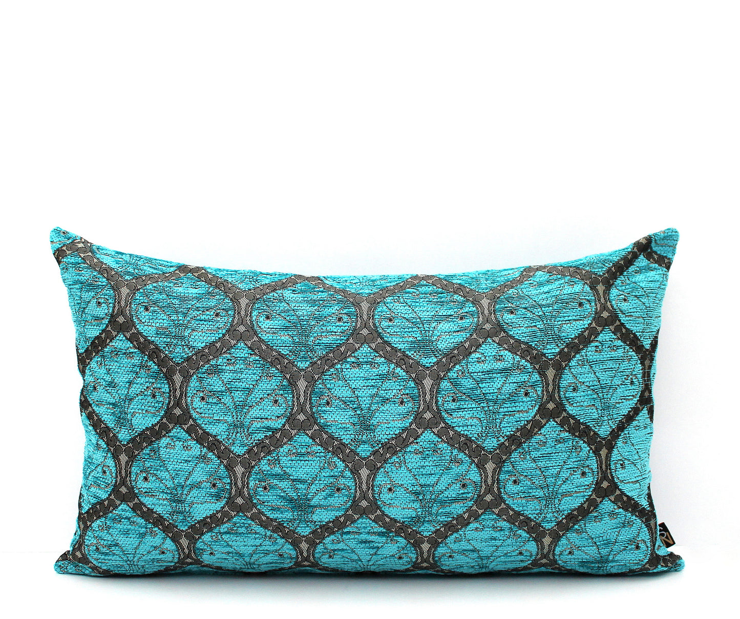 Turquoise Blue and Pewter Grey Ottoman Turkish Pillow Cover