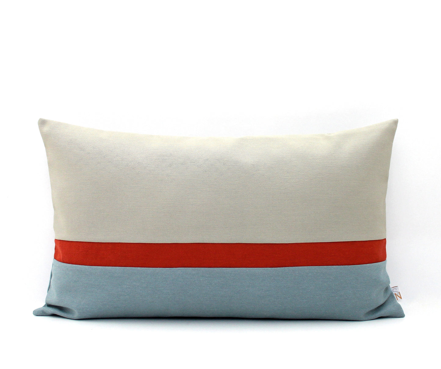 Light Grey, Rust and Blue Grey Color Block Pillow Cover