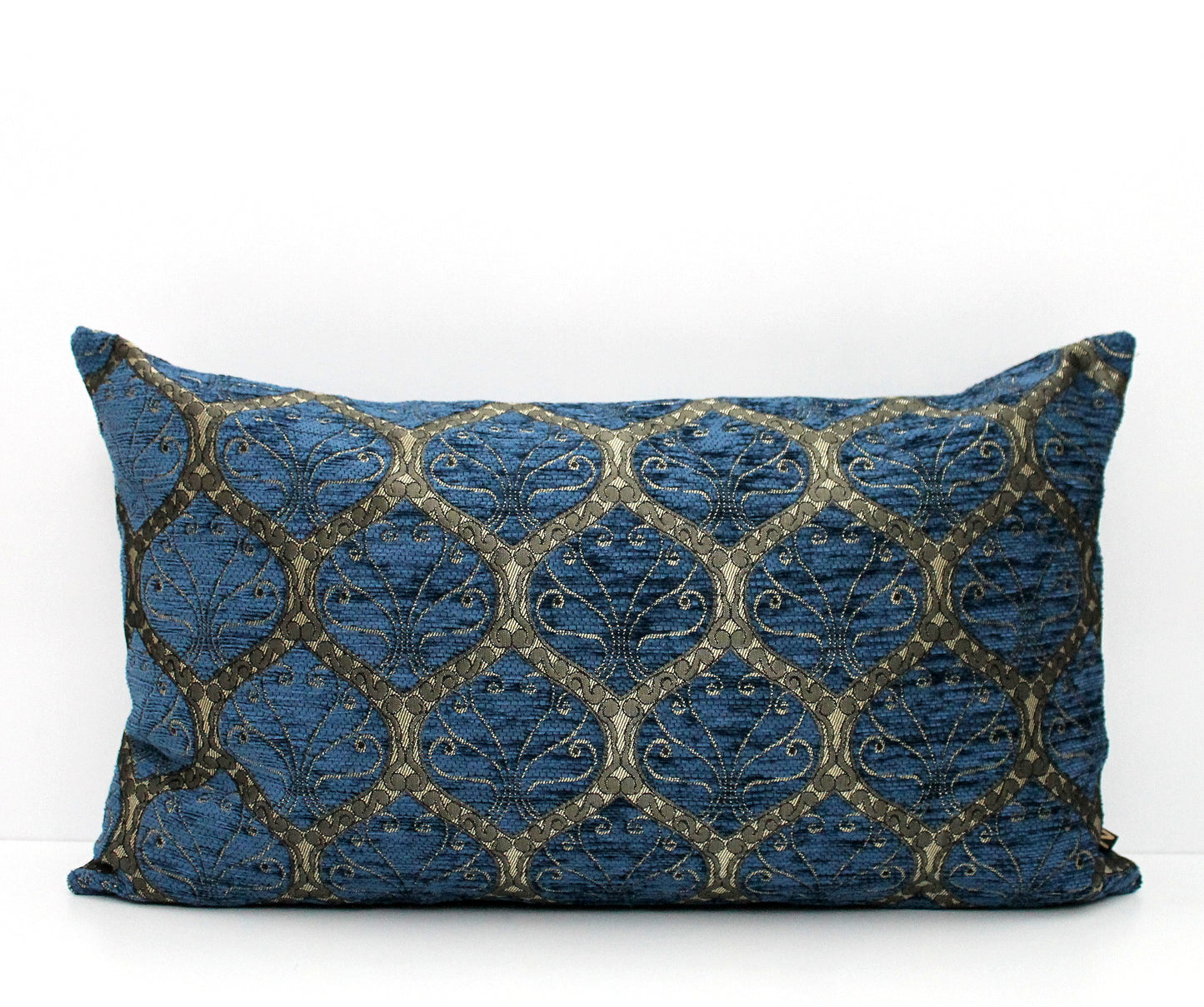 Petrol Blue and Gold Ottoman Turkish Pillow Cover