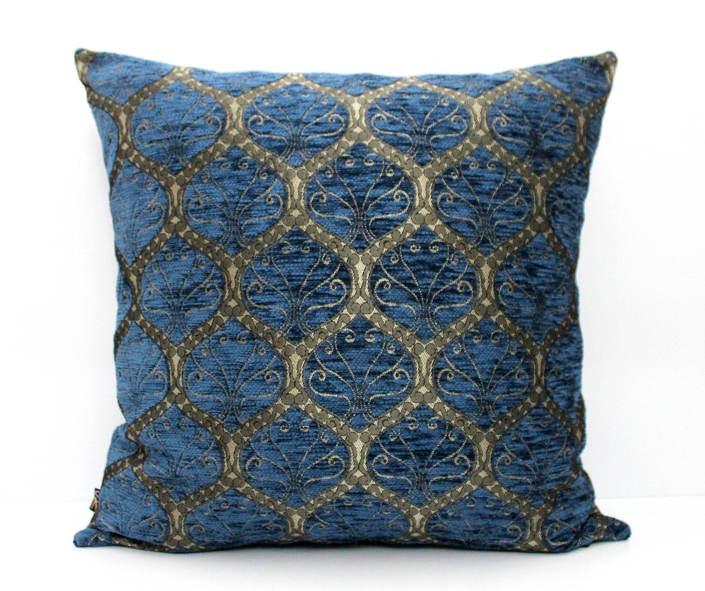 Petrol Blue and Gold Ottoman Turkish Pillow Cover