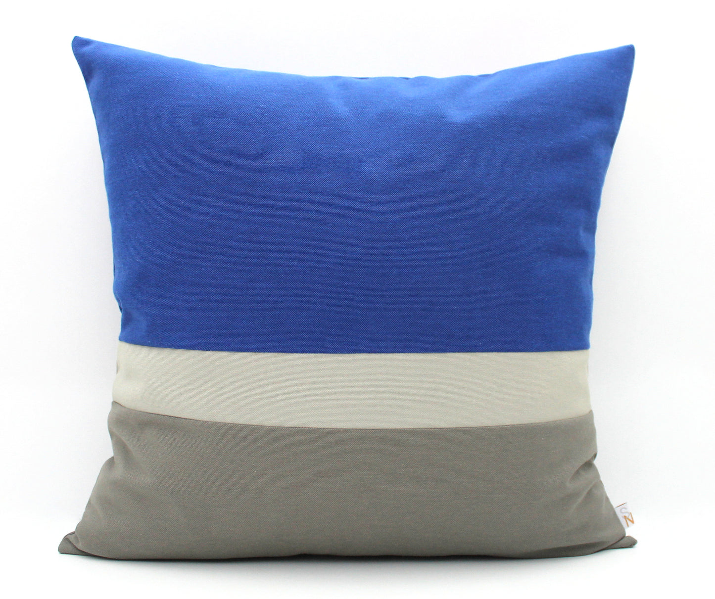 Dark Cobalt Blue and Grey Color Block Pillow Cover