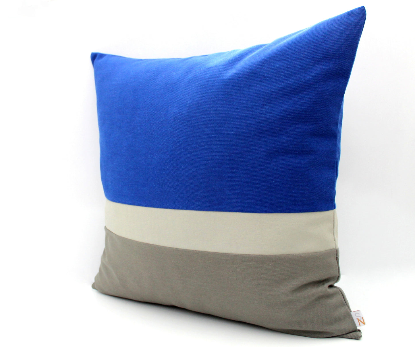 Dark Cobalt Blue and Grey Color Block Pillow Cover