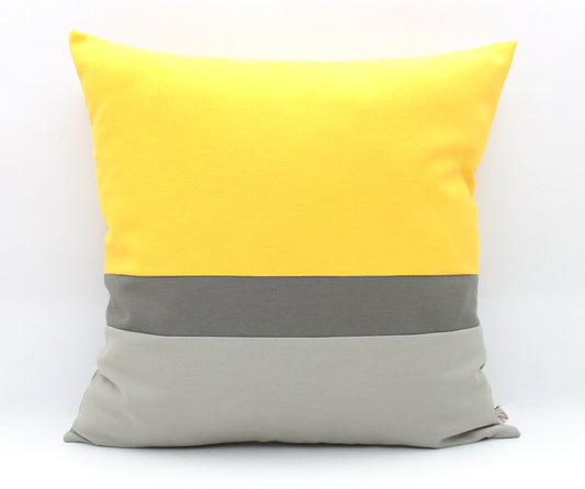 Yellow and Grey Colorblock Pillow Cover