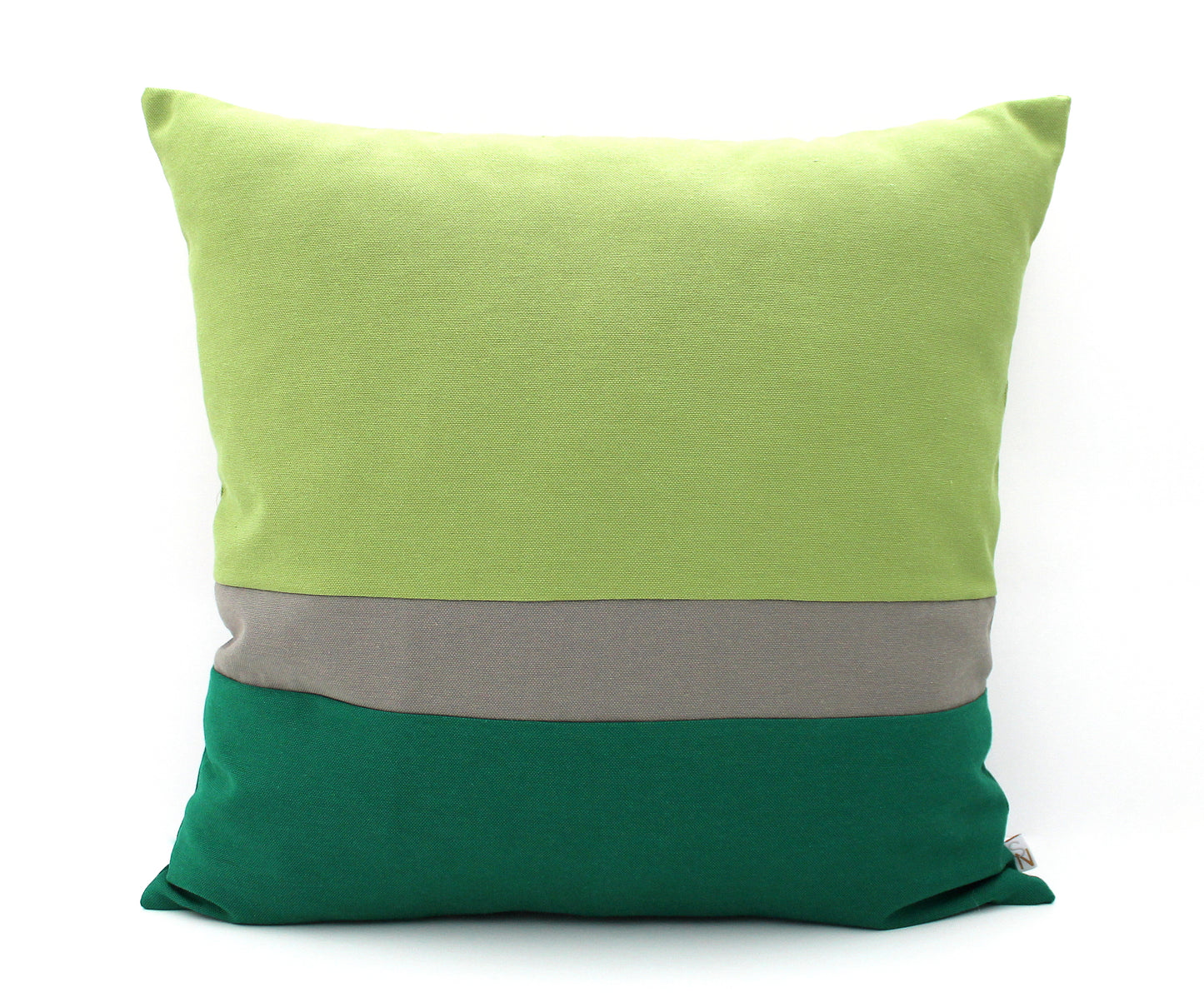 Apple Green, Kelly Green and Dark Grey Color Block Pillow Cover