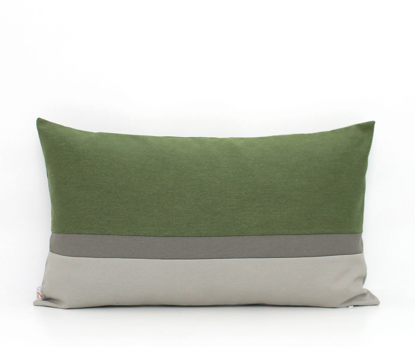 Olive Green and Grey Colorblock Pillow Cover