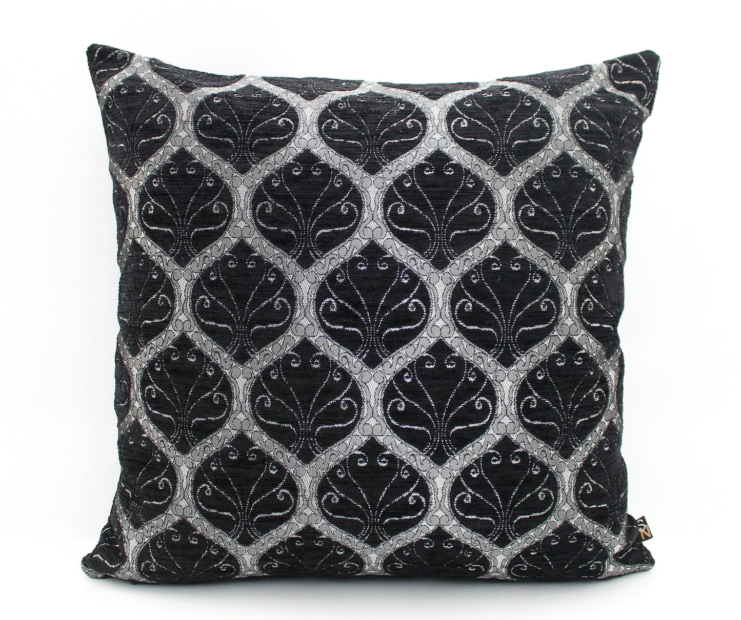 Black and Silver Ottoman Turkish Pillow Cover