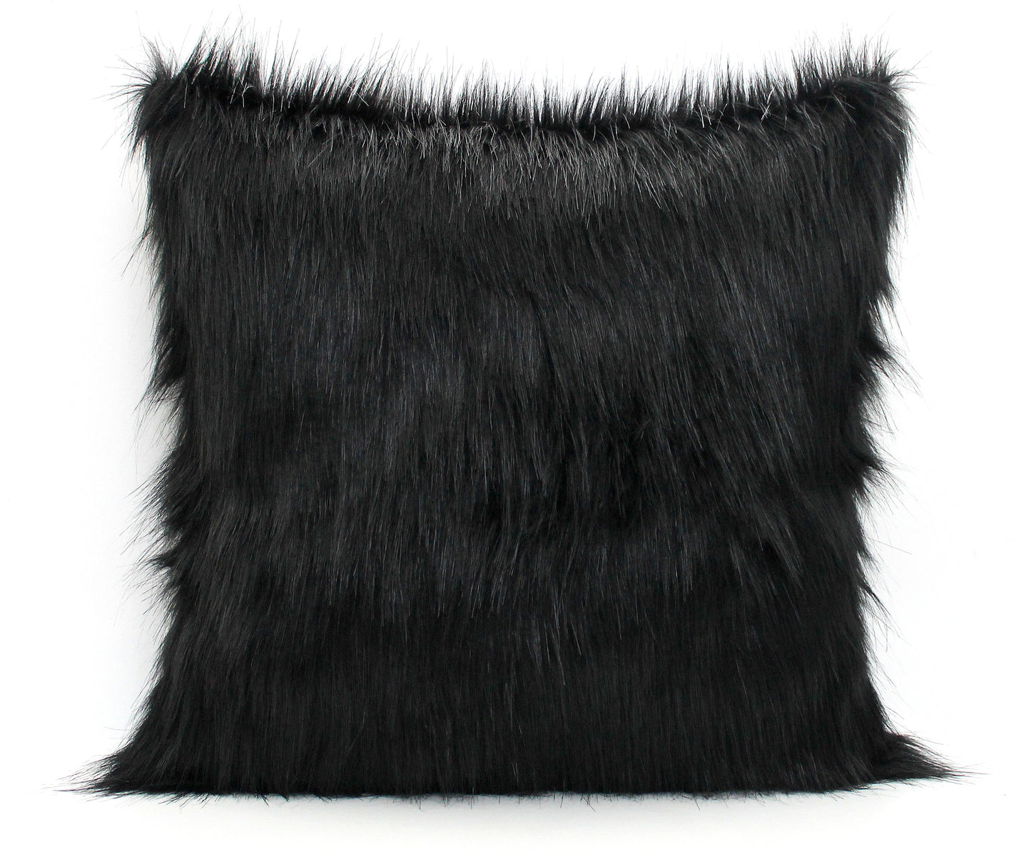 Luxury Black Faux Fur Lumbar Pillow Cover - Custom Backing Color