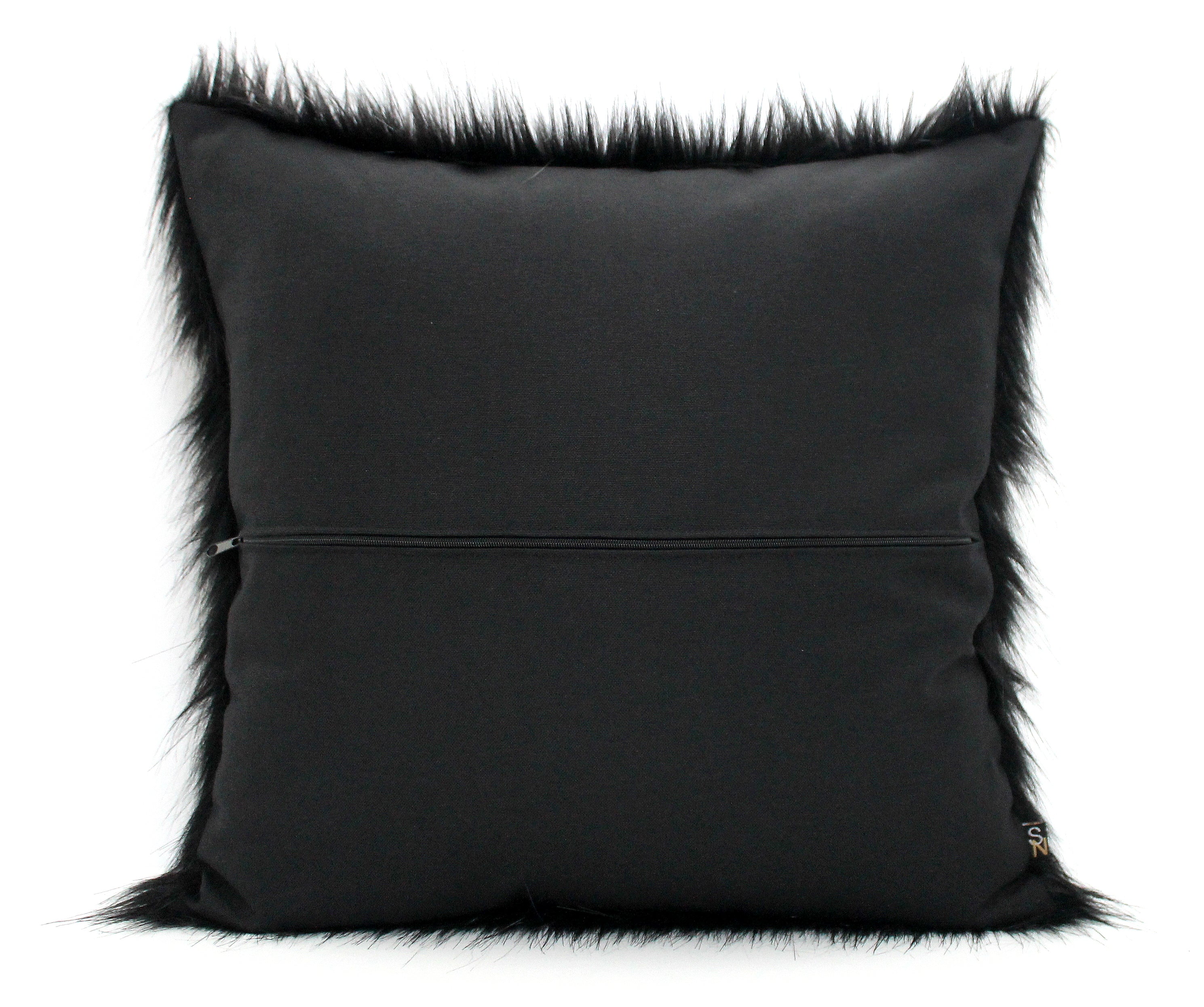 Black faux fur online lumbar pillow